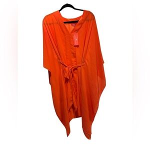 Elaine Turner Larissa coral Kaftan Dress size M